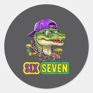 67 Mardigator Alligator Mardi Gras Six Seven Funny Classic Round Sticker