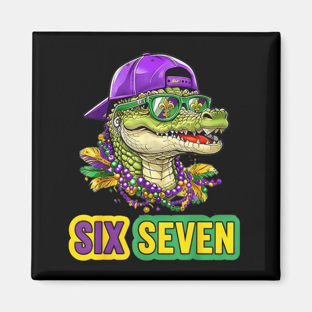 67 Mardigator Alligator Mardi Gras Six Seven Funny Magnet (Front)