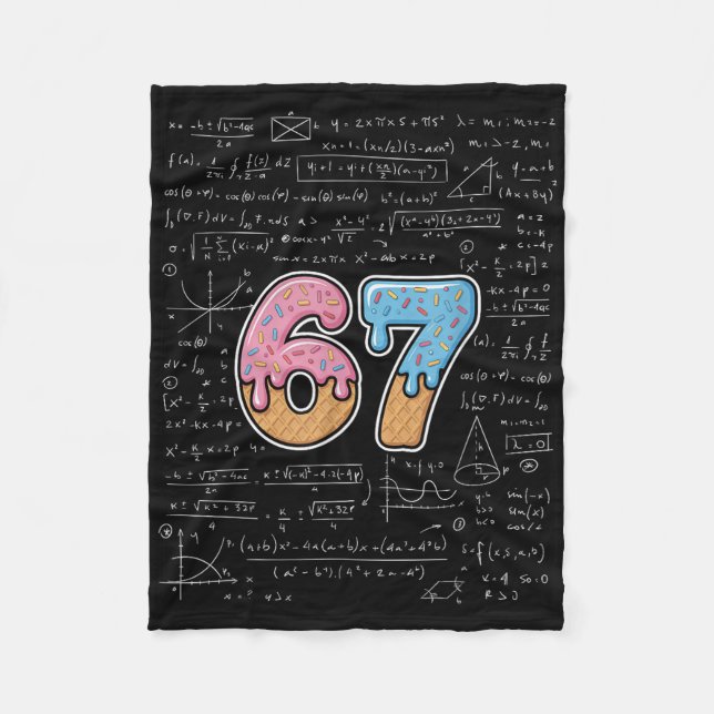 67 Math Teacher Mathematics 67th Number Ice Cream  Fleece Blanket (Front)