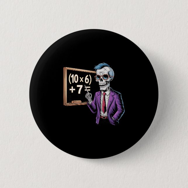 67 Math Teacher Meme Brainrot Six Seven Halloween  6 Cm Round Badge (Front)