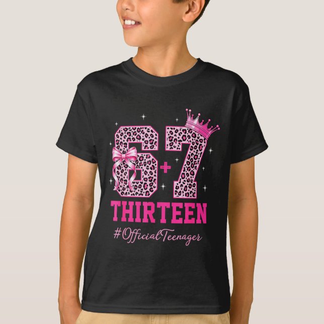 67 Meme 13th Birthday Girl Leopard Nk Bow Cute Tee (Front)
