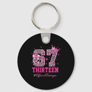67 Meme 13th Birthday Girl Leopard Nk Bow Cute Tee Key Ring