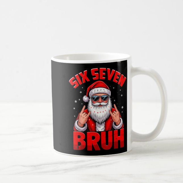 67 Meme 6 7 Funny Christmas Santa Rock On Six Seve Coffee Mug (Right)