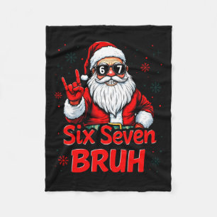 67 Meme 6 7 Funny Christmas Santa Rock On Six Seve Fleece Blanket