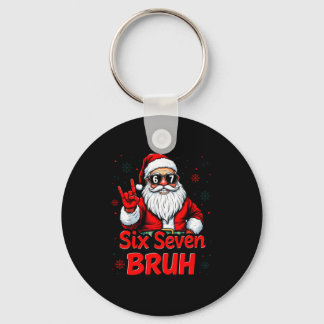 67 Meme 6 7 Funny Christmas Santa Rock On Six Seve Key Ring