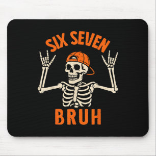 67 Meme 6 7 Funny Halloween Skeleton Rock On Six S Mouse Pad