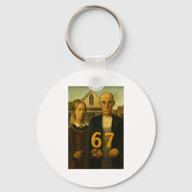67 Meme American Gothic Art Six Seven Gen Alpha Sl Key Ring (Front)