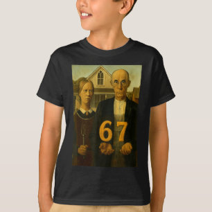 67 Meme American Gothic Art Six Seven Gen Alpha Sl T-Shirt