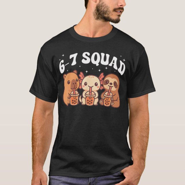 67 Meme Animals Sloth Aolotl Capybara Funny 6 7 Gi T-Shirt (Front)