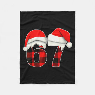 67 Meme Brainrot Funny Christmas Plaid Xmas Pajama Fleece Blanket