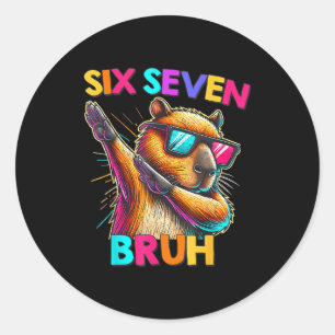 67 Meme Capybara Six Seven Bruh Capybara Kids Boys Classic Round Sticker