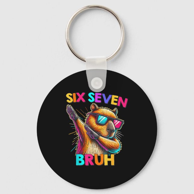 67 Meme Capybara Six Seven Bruh Capybara Kids Boys Key Ring (Front)