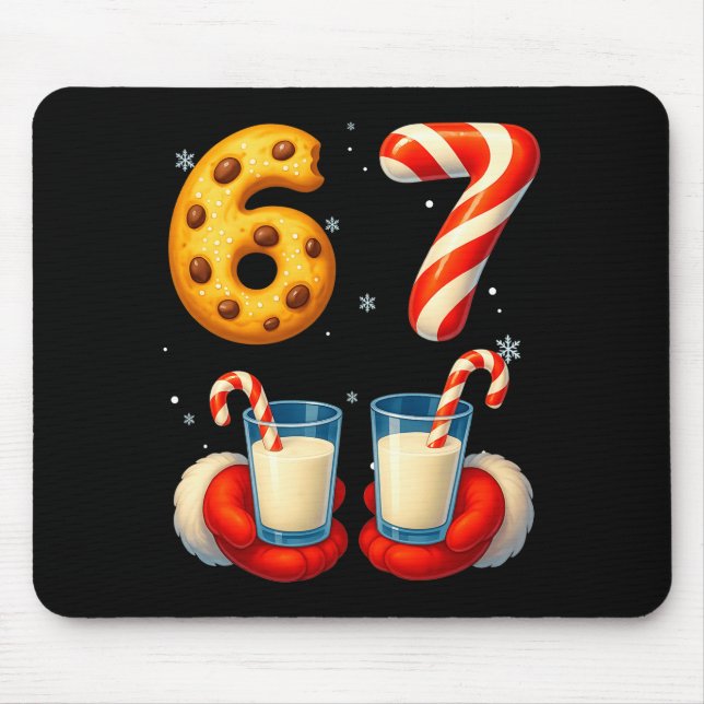 67 Meme Christmas Cookie Candy Cane Funny Six Seve Mouse Pad (Front)