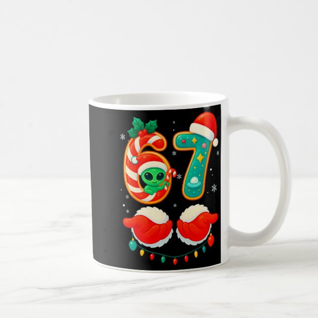 67 Meme Christmas Funny Alien Santa Six Seven Xmas Coffee Mug (Right)