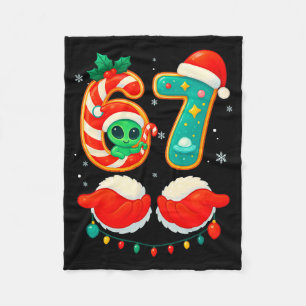 67 Meme Christmas Funny Alien Santa Six Seven Xmas Fleece Blanket