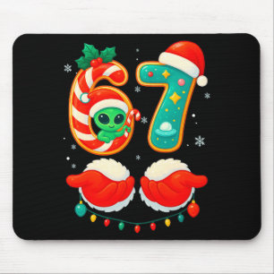 67 Meme Christmas Funny Alien Santa Six Seven Xmas Mouse Pad
