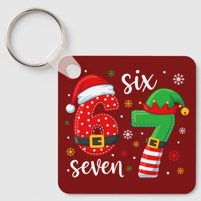 67 Meme Christmas Key Ring (Front)