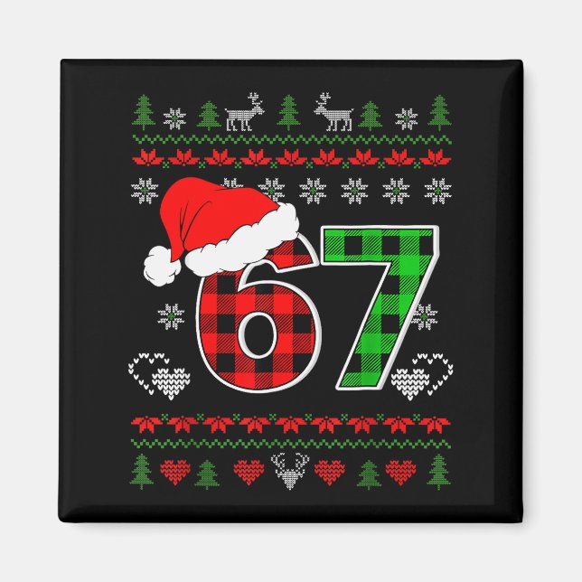 67 Meme Christmas Six Seven Xmas Ugly Sweater Men  Magnet (Front)