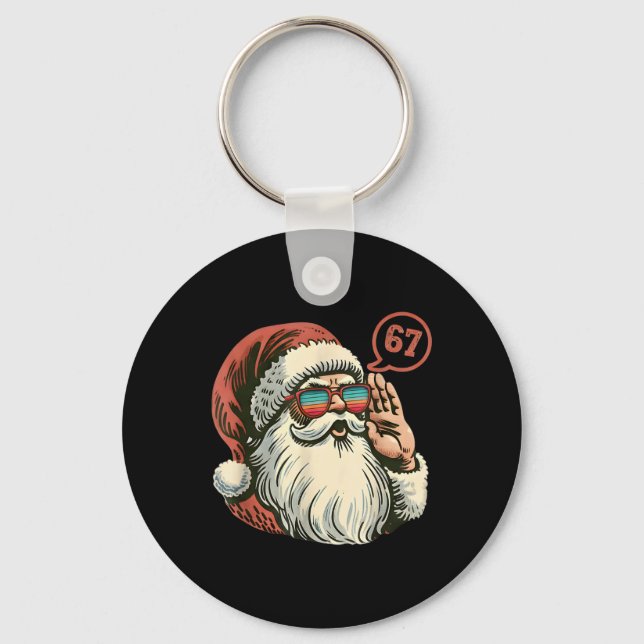 67 Meme Cool Santa Retro Santa 6 7 Funny Six Seven Key Ring (Front)