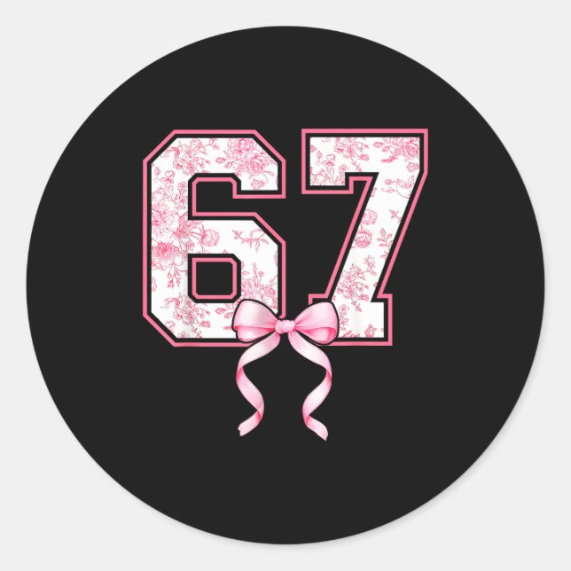 67 Meme Coquette Toile Nk Bow Funny Six Seven Girl Classic Round Sticker (Front)