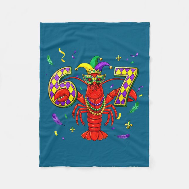 67 Meme Crawfish Mardi Gras Six Seven Gen Alpha Sl Fleece Blanket (Front)