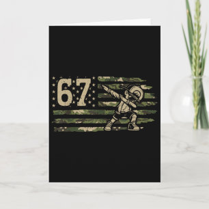 67 Meme Dabbing Boy Camo Usa American Flag Six Sev Card