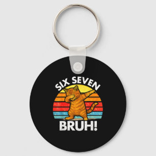 67 Meme Dabbing Cat Six Seven 6 7 Key Ring
