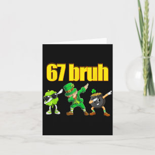 67 meme dabbing leprechaun shamrock gold pot st card