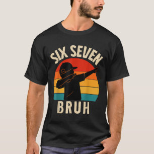 67 Meme Dabbing Six Seven Bruh Retro Vintage Sunse T-Shirt