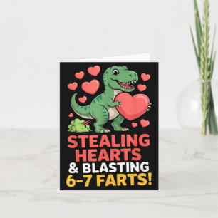 67 Meme Dinosaur Stealing Hearts 6-7 Farts Valenti Card