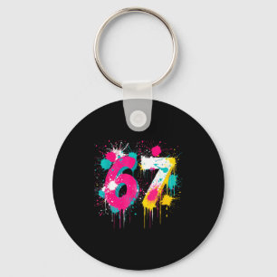 67 Meme Drip Spray Paint Six Seven 80s Bright Colo Key Ring