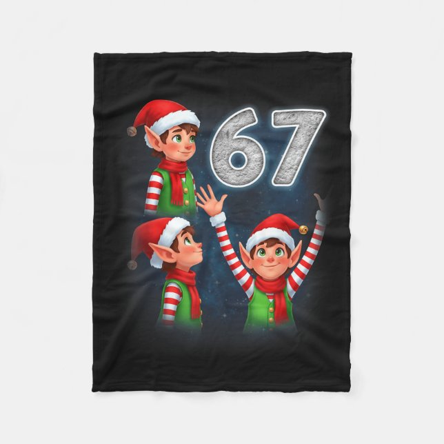 67 Meme Elf Howling At The Moon Parody Funny Chris Fleece Blanket (Front)