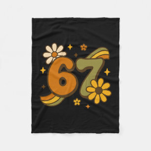 67 Meme Fall Autmn Groovy Retro 70s Six Seven Boho Fleece Blanket