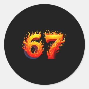 67 Meme Flames Funny Six Seven Gen Alpha Slang Gra Classic Round Sticker