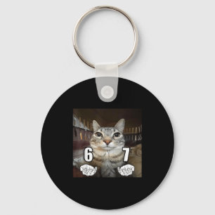 67 Meme Funny Cat Six Seven Meme 6 7  Key Ring