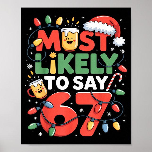 67 Meme Funny Christmas Meme Design Most Likely To Poster (Front)