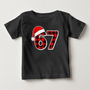67 Meme Funny Christmas Red Plaid Xmas Pajamas  Baby T-Shirt