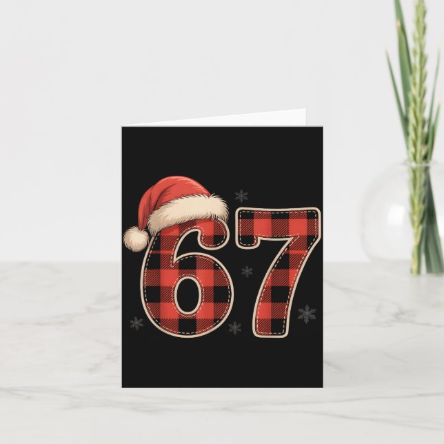 67 Meme Funny Christmas Red Plaid Xmas Pajamas Sla Card (Front)