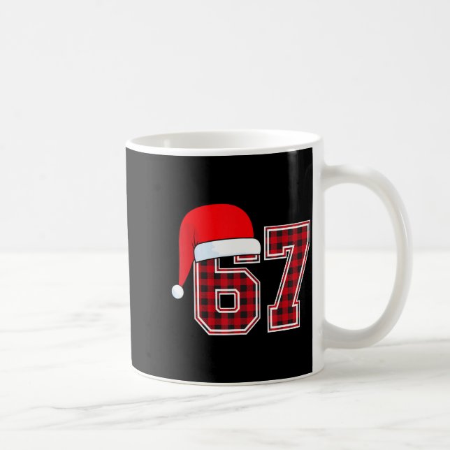 67 Meme Funny Christmas Red Plaid Xmas Pajamas Sla Coffee Mug (Right)