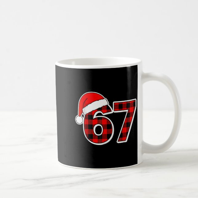 67 Meme Funny Christmas Red Plaid Xmas Pajamas Sla Coffee Mug (Right)