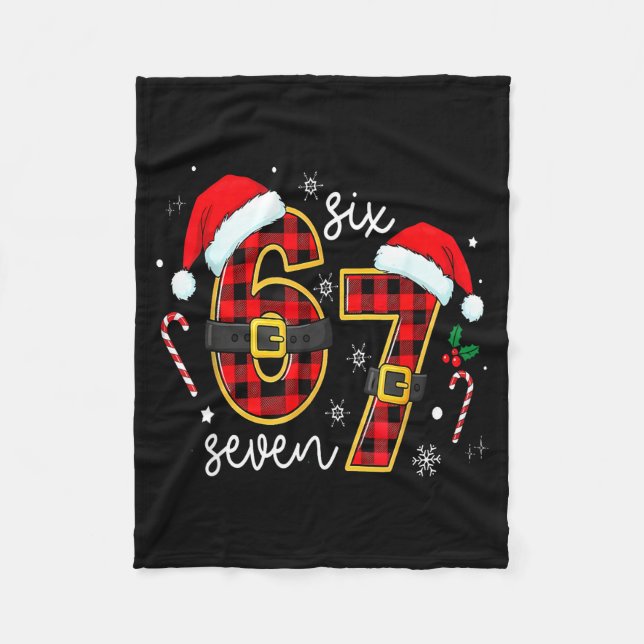 67 Meme Funny Christmas Red Plaid Xmas Pajamas Sla Fleece Blanket (Front)