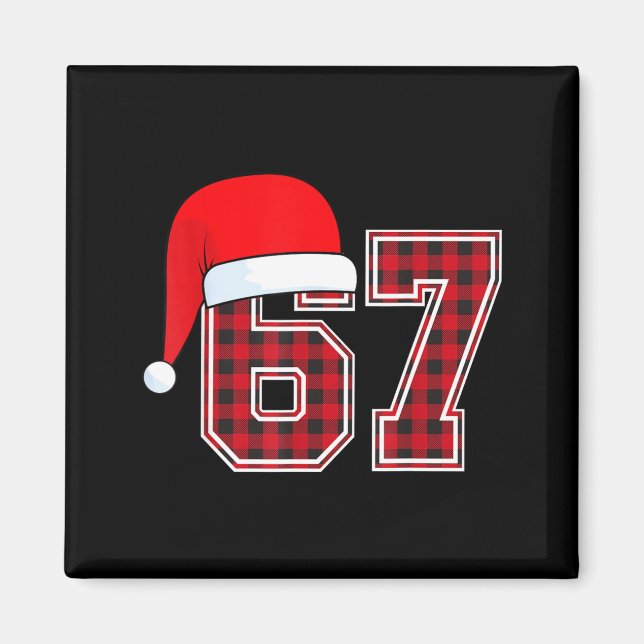 67 Meme Funny Christmas Red Plaid Xmas Pajamas Sla Magnet (Front)