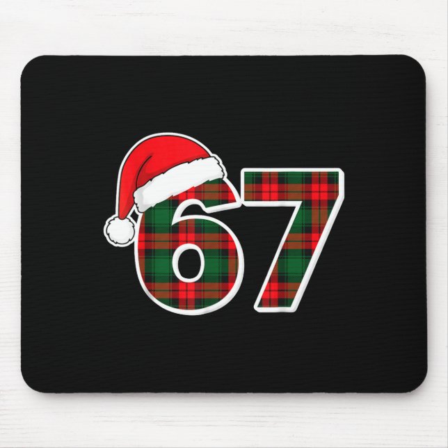 67 Meme Funny Christmas Red Plaid Xmas Pajamas Sla Mouse Pad (Front)