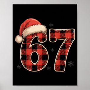 67 Meme Funny Christmas Red Plaid Xmas Pajamas Sla Poster