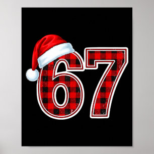 67 Meme Funny Christmas Red Plaid Xmas Pajamas Tee Poster