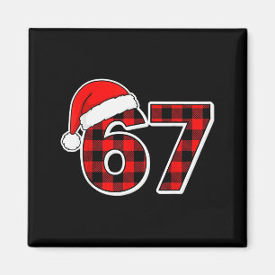 67 Meme Funny Christmas Red Plaid Xmas Pyjamas Sla Magnet