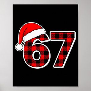 67 Meme Funny Christmas Red Plaid Xmas Pyjamas Sla Poster