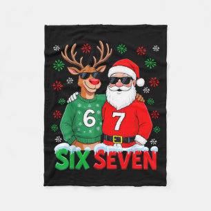 67 Meme Funny Christmas Santa Six Seven Fleece Blanket