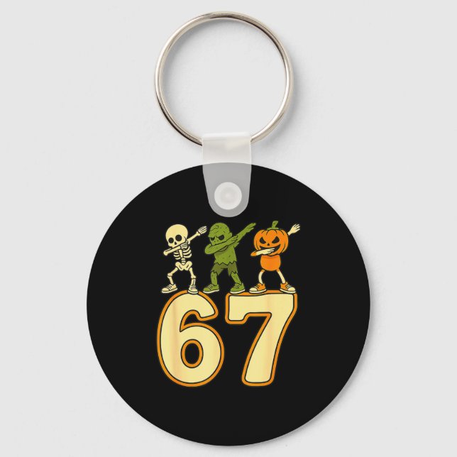 67 Meme Funny Halloween Numbers Six Seven Men Wome Key Ring (Front)