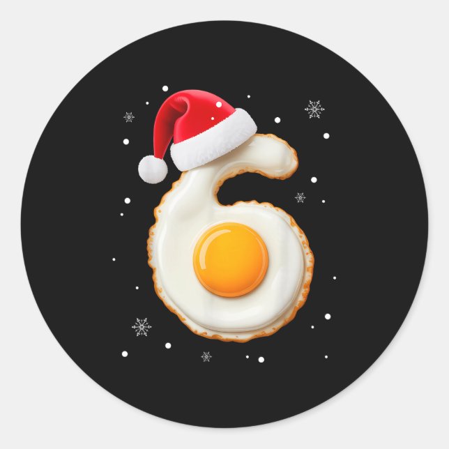 67 Meme Funny Number 6 Egg Bacon Matching Christma Classic Round Sticker (Front)